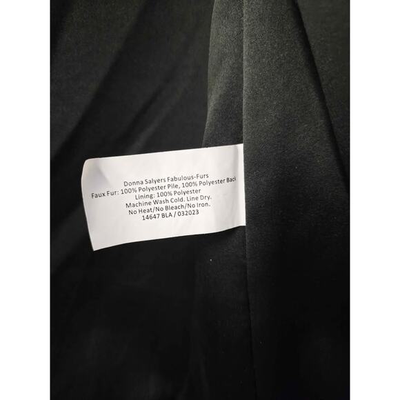 LUXE NWT Donna Salyers Fabulous-Furs Black Faux Fur Coat Jacket XS Warm Elegant - Picture 4 of 7